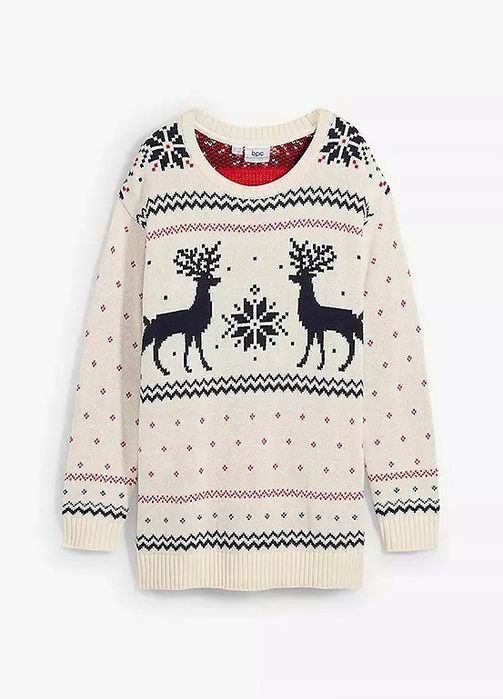 B.P.C sweter świąteczny we wzory 52/54.