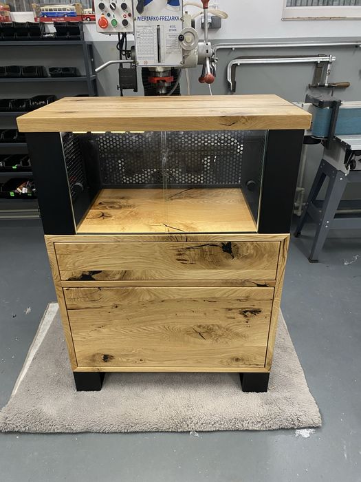 Barek witryna na alkohol metalowy debowy loft