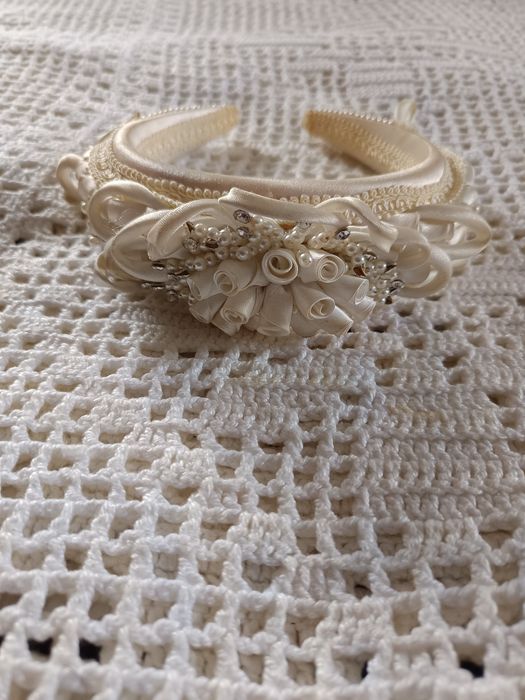 Vintage vestido de noiva e tiara