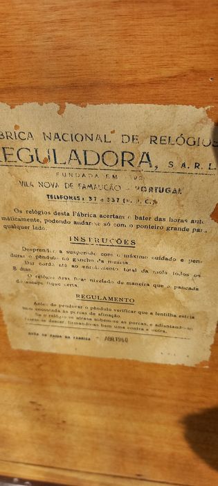 Relógio Reguladora de 1960