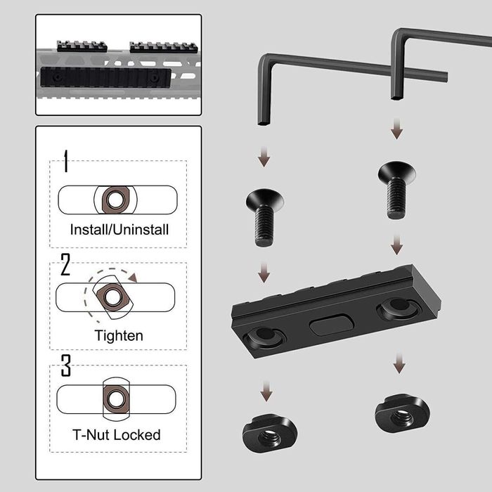 Планка пикатини, в наличии все размеры 3, 5, 7, 9, 11, 13 слотов