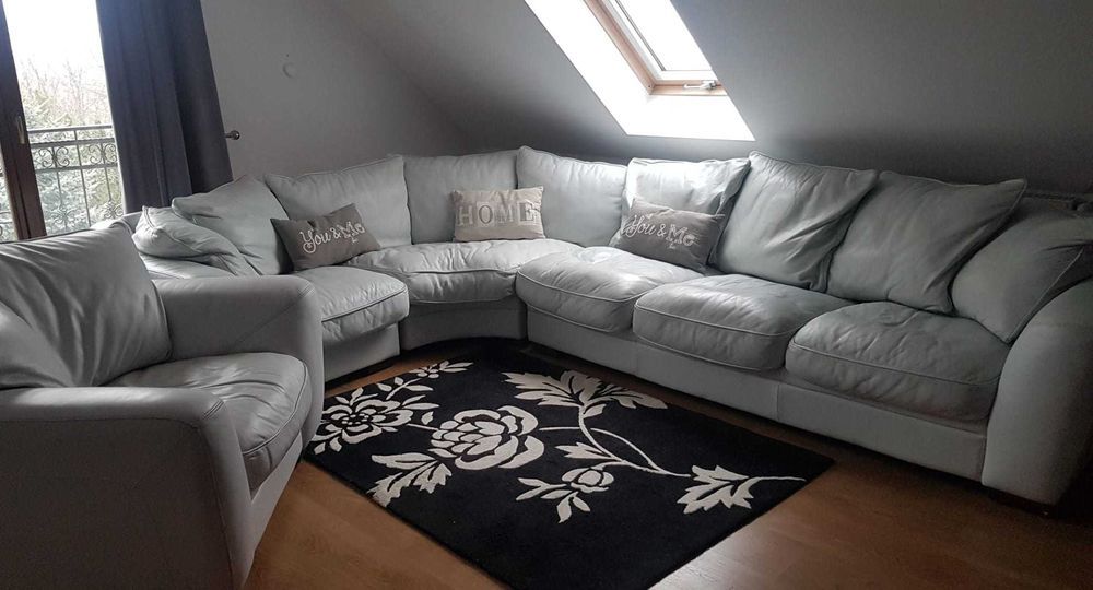 Narożna sofa z fotelem - skóra