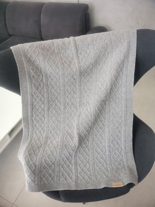 Kocyk wełniany Bugaboo. Koc wełna do wózka warkocz szary ORYGINAŁ