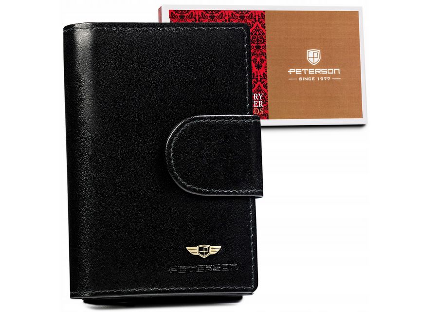 skórzany, średni portfel damski na zatrzask - peterson