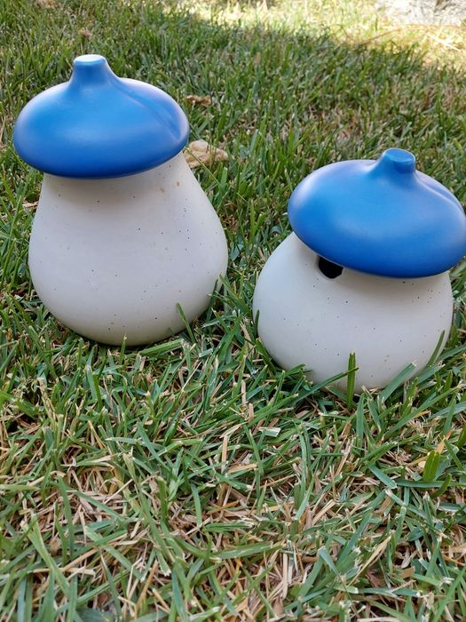 Potes de cerâmica branca com tampa