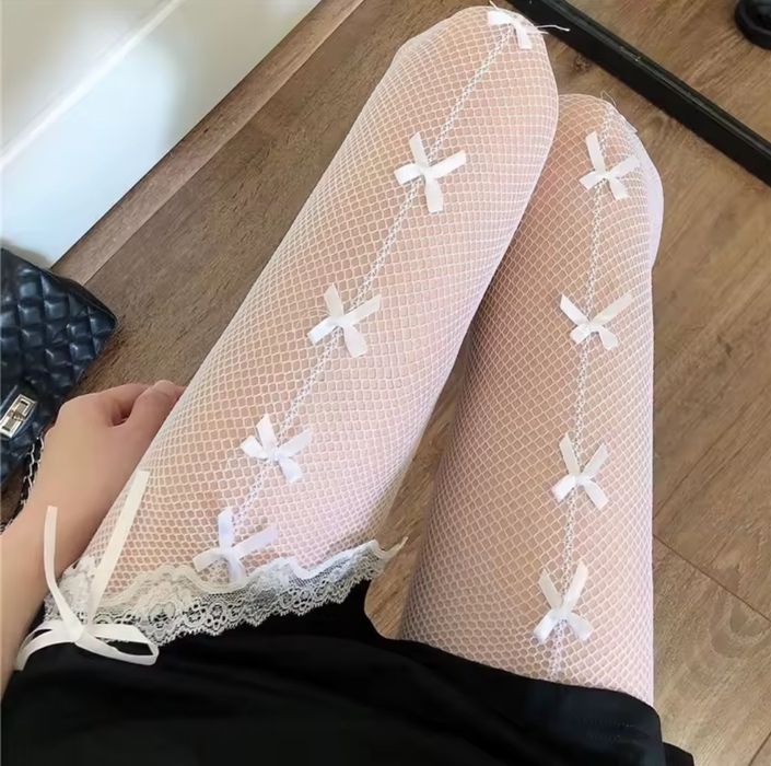Трендовые ажурные колготы колготки сетка бантик бантик актуальные трен