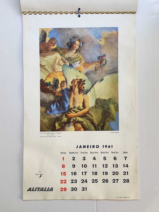 Calendário companhia aérea Alitalia alegoria mito céu Tiepolo (1961)