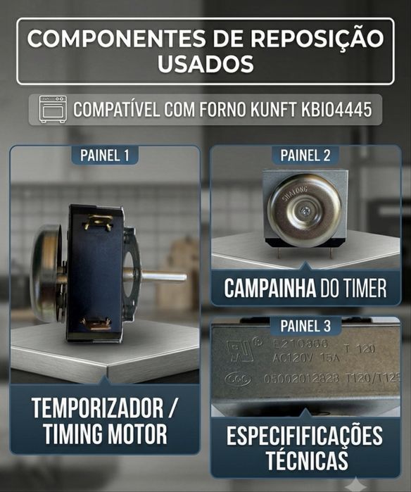 Temporizador / Timer Mecânico com Campainha para Forno Kunft KBIO4445