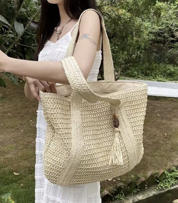 Torba słomkowa boho letnia duża shopperka plażowa miejska