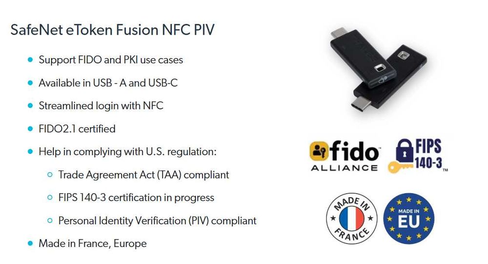 Ключ безпеки Thales SafeNet eToken – FIDO2 (USB-C NFC ) | Delta