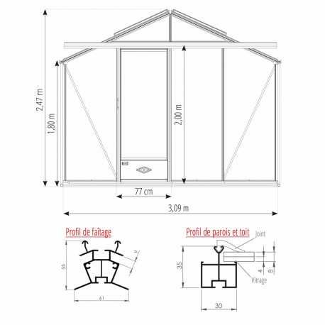 Szklarnia ESSENTIA o szerokości 3,09m aluminium szkło hartowane