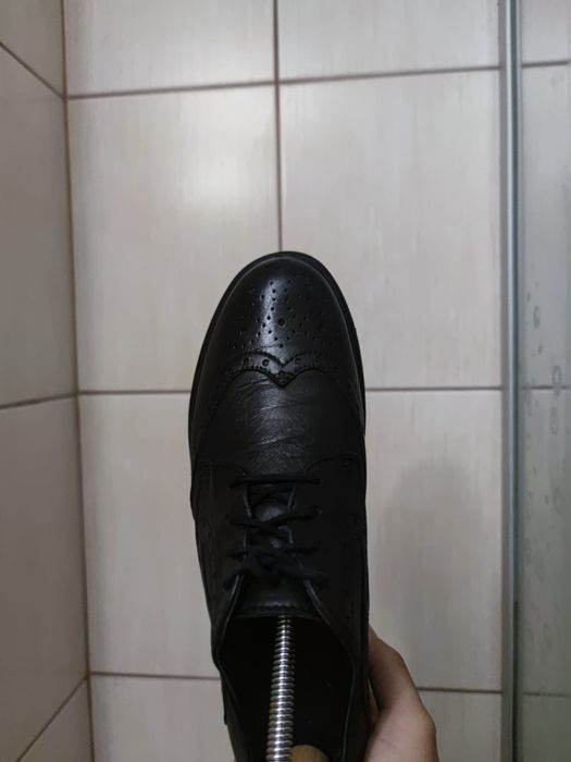 buty damskie 38 mokasyny półbuty lady wiązane czarne półbuty szpilki s