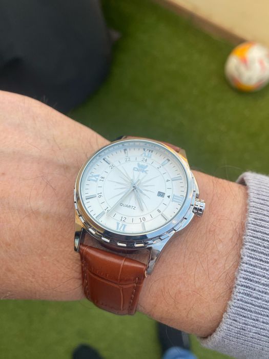 Мужские классические кварцевые часы OPK BRAND с кожаным ремешком