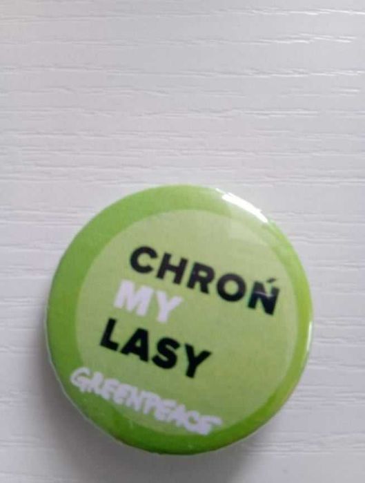 Przypinka Greenpeace "Chrońmy lasy"