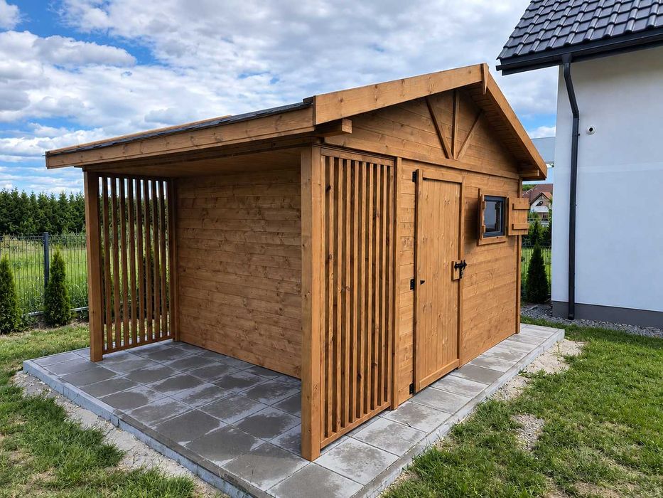 Domek z drewutnią | narzędziowy 4x3 BRZOZA  | PROMOCJA -10%