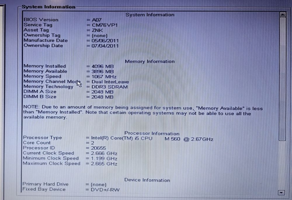Ноутбук Dell P05f/i5-560M/Ram 4Gb/HDD No