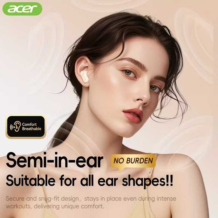 Acer OHR551, чорні бездротові навушники bluetooth 5.4, шумозаглушенням