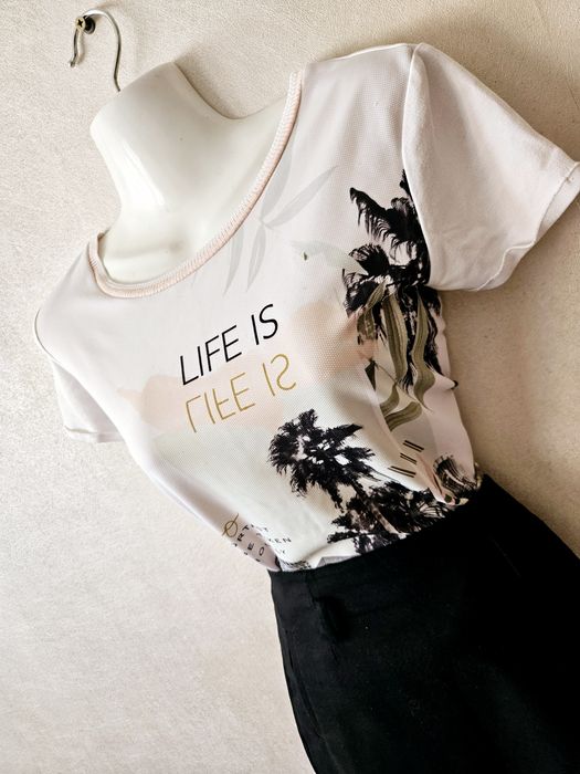 Koszulka T-shirt L 40 lato stradivarius nadruki