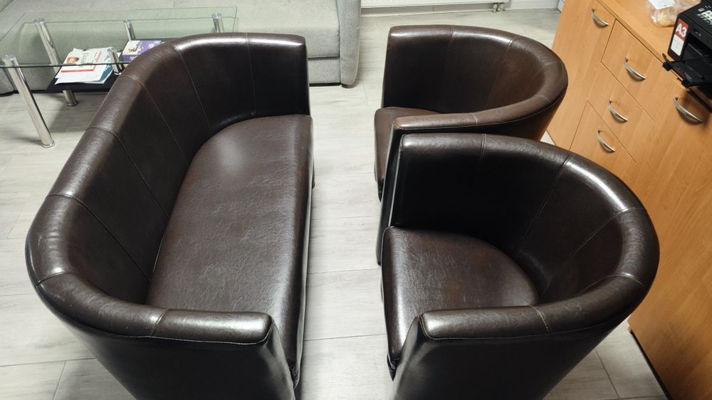 Sofa + 2 fotele do salonu, biura, poczekalni - ekoskóra