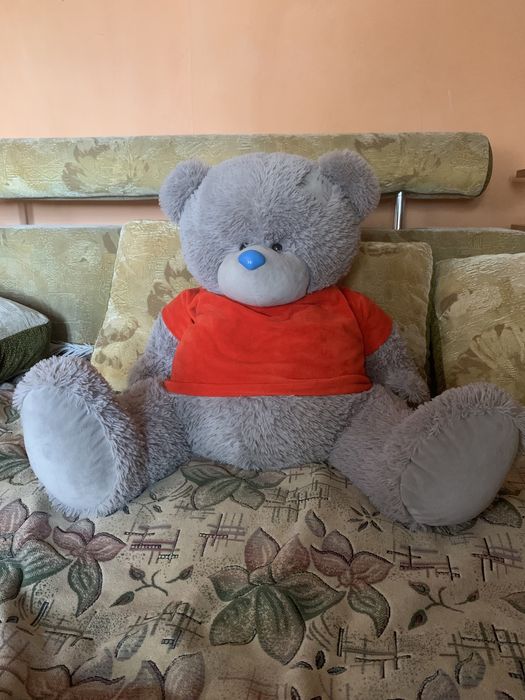 серый плюшевый медведь