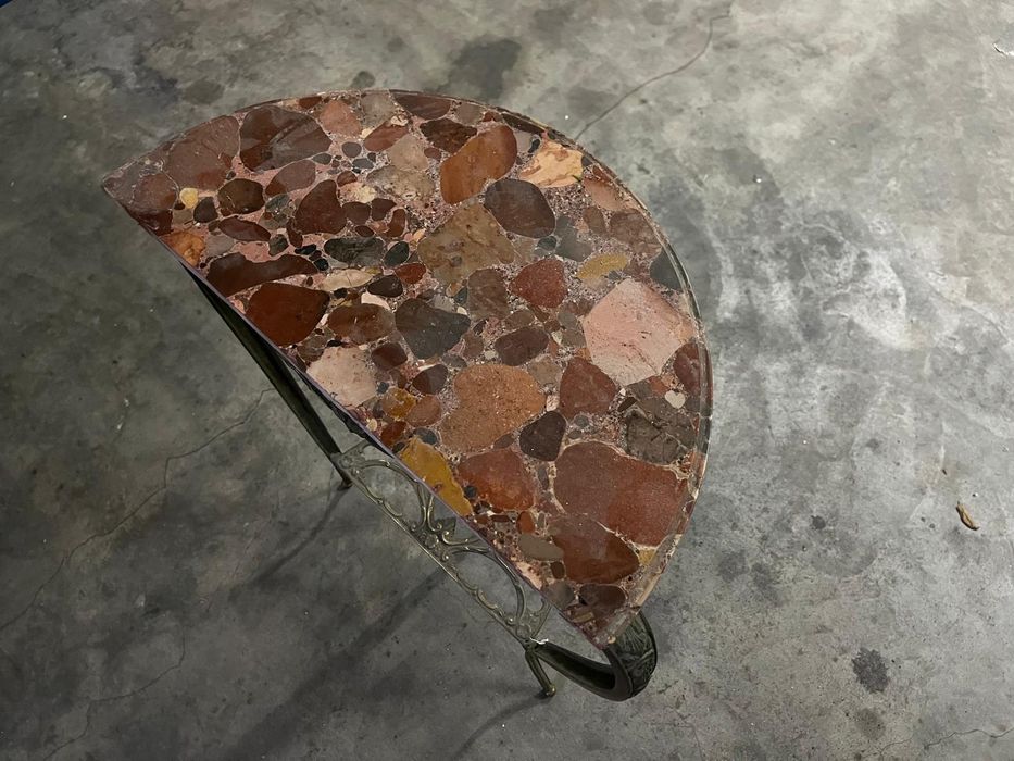 Mesa de Apoio / Consola Vintage com Tampo em Pedra