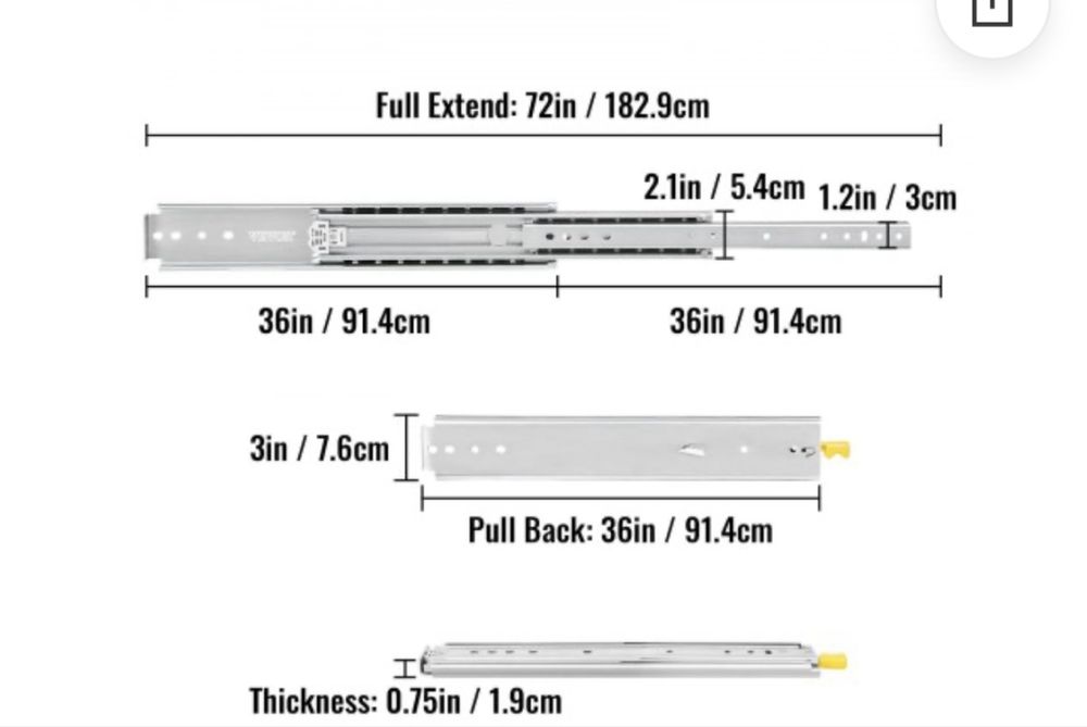 Vevor heavy duty drawer slides rails for large drawer64552482391938121
