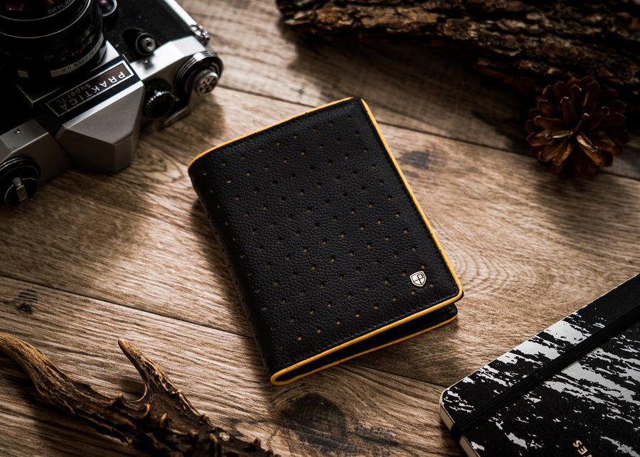 skórzany portfel męski z kontrastowym obszyciem - peterson