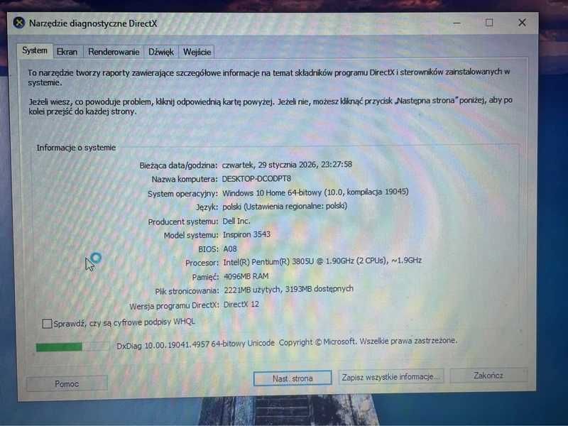 Laptop Dell Inspiron 15 3878