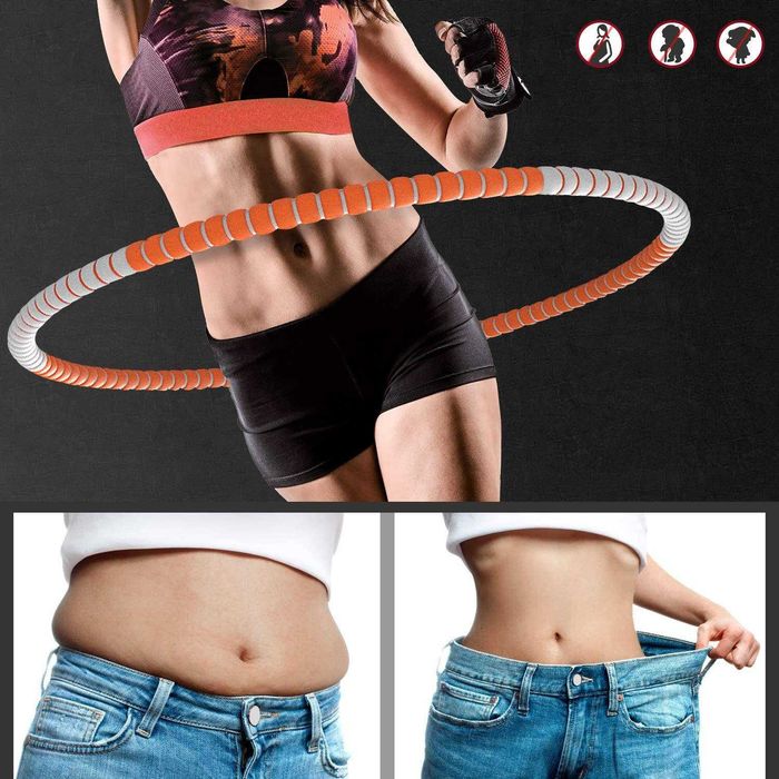 Hula hop z wypustkami składane 88 cm 1.2 kg szaro- pomarańczowe M453