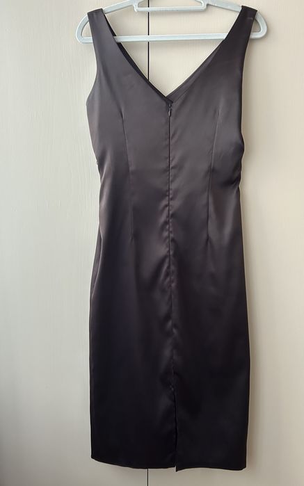 Sukienka - rozm. 38, satyna w czekoladowym brązie