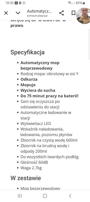 Automatyczny mop bezprzewodowy Jonr