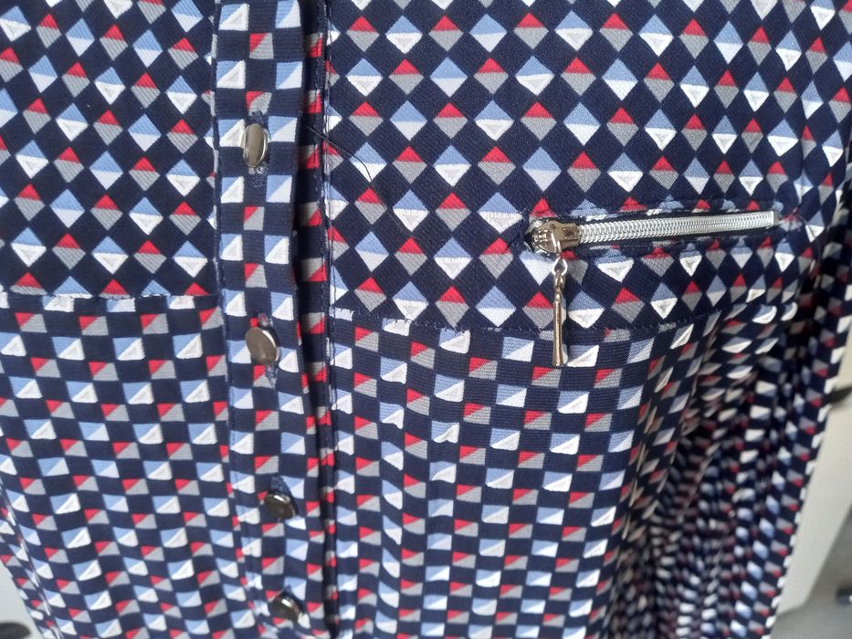 Bluzka koszula z długim rękawem PRL Vintage kratka roz M L 38 , 40