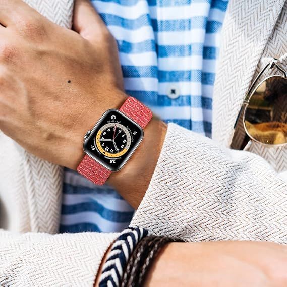 Pasek do Apple Watch - nylon sportowy - 44 mm czerwony