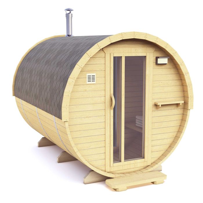 Sauna Tonne 3,0 m z zamkniętym  przedsionkiem