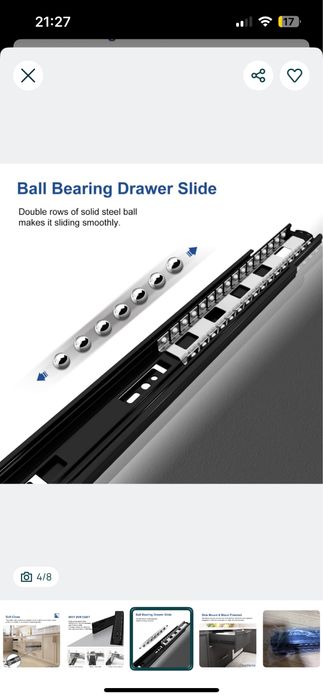 Jogo corrediças para gaveta preto Vadania - NOVO