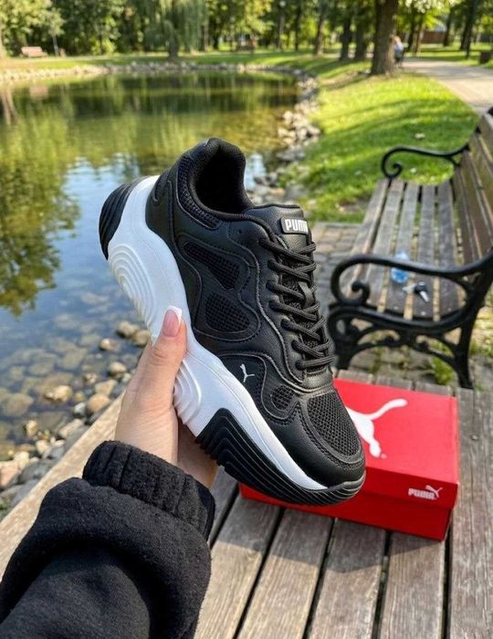 Жіночі весняні чорні кросівки Puma/натуральна шкіра/демісезонні/пума