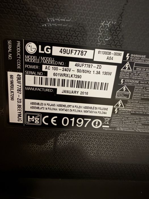 LG 49” 4K Ultra HD Smart TV webOS | 49UF7787 | DVB-T2 | Wi-Fi
