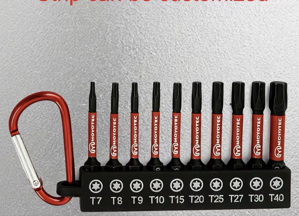 Набор біт torx 10шт на поясному тримачі з карабінчиком t7-t40 ударні