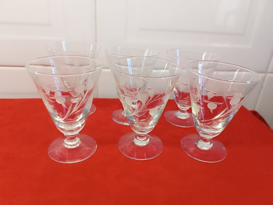 Conjunto 6 Copos Cristal Antigo. 10 cm