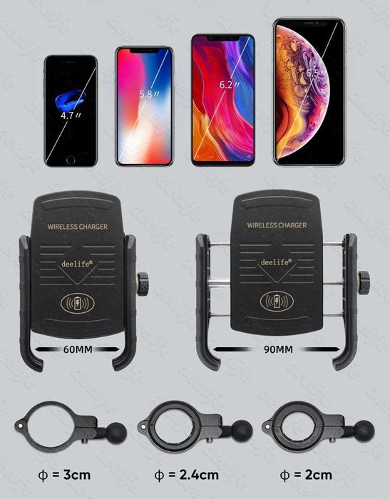 Suporte telemóvel carregador sem fios wireless moto cafe racer