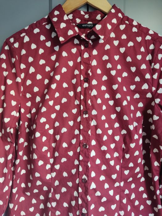 Piękna czerwona bordowa koszula w serca XXL/44 plus size oversize