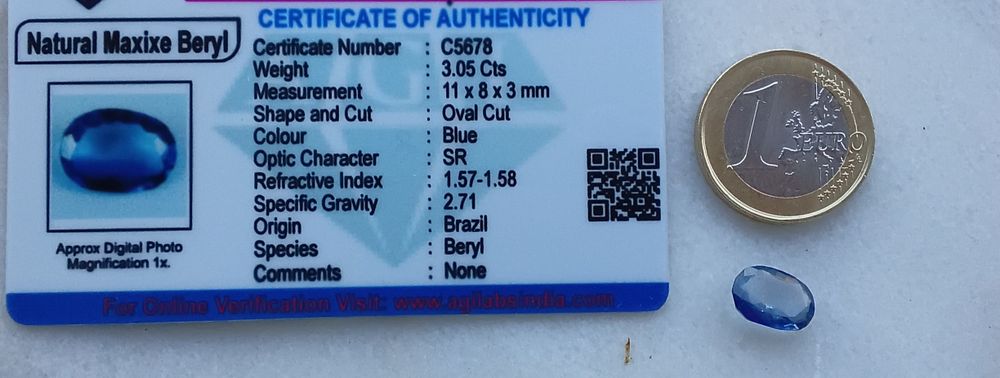 Berilo Maxixe Azul Brasileiro – 3.05 ct – Beleza Natural e Rara