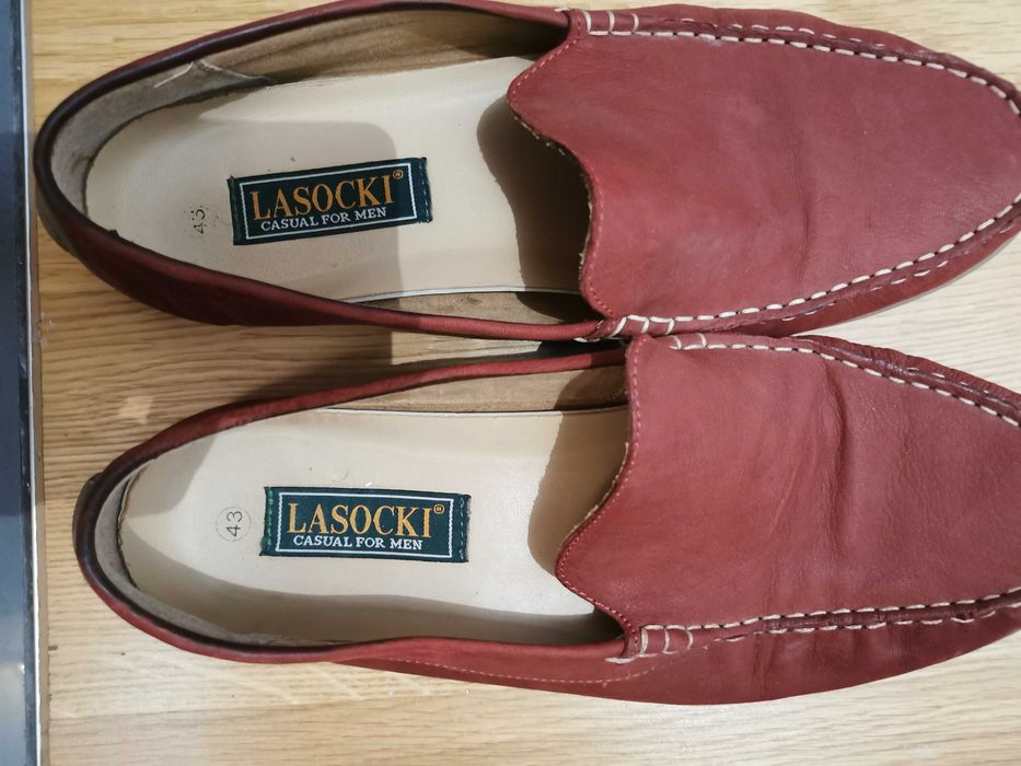 Lasocki - czerwone męskie mokasyny