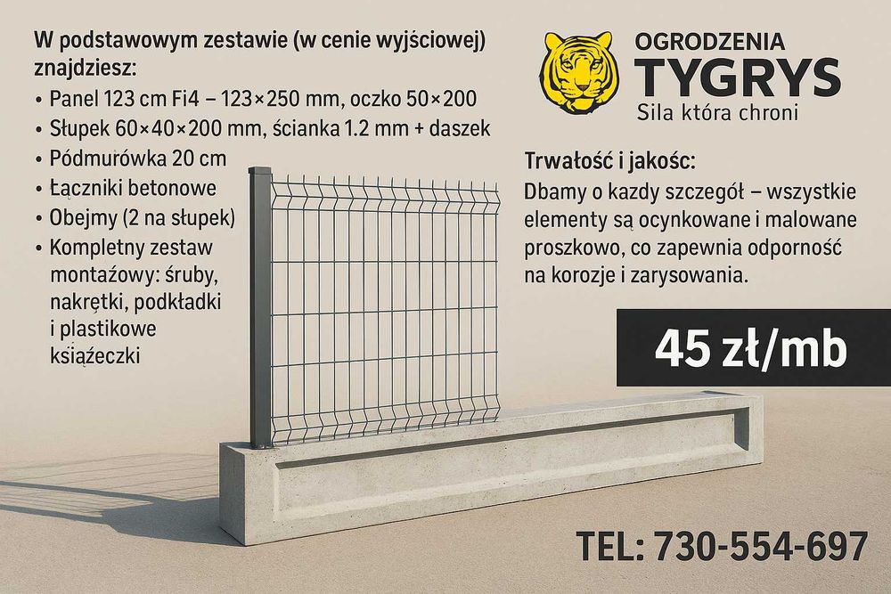 Nie czekaj do wiosny–zamów ogrodzenie 123cm fi4 już teraz za 45 zł/mb!