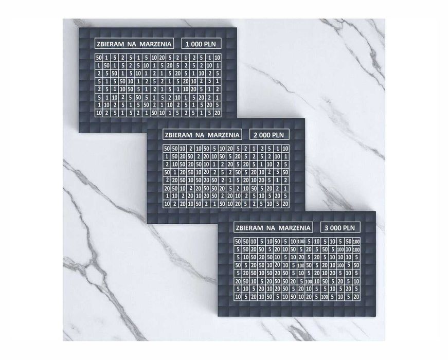 SKARBONKA DREWNIANA Wykreślanka 3 Karty 1000 zł 2000 zł 3000 zł Pisak