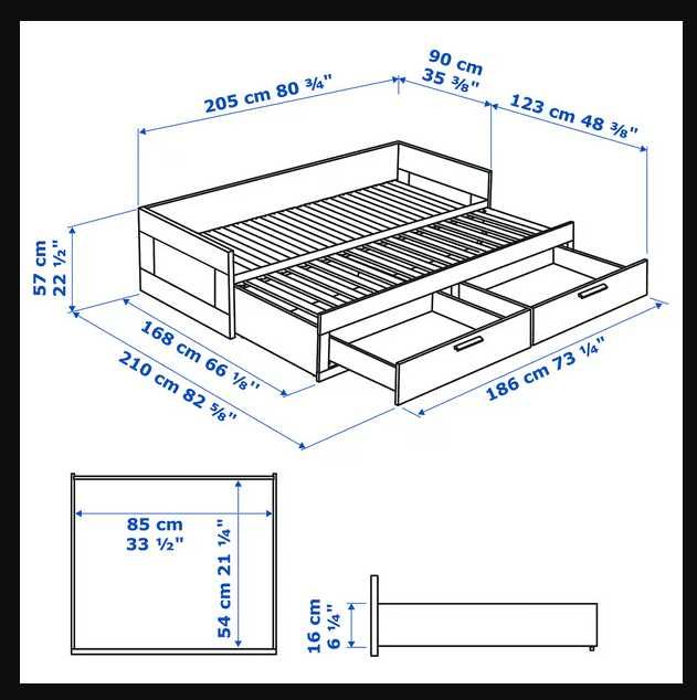 BRIMNES IKEA Cama indiv/dupla c/2 gav, branco, 80x200 cm (extensível a 160x200) SEM colchão.