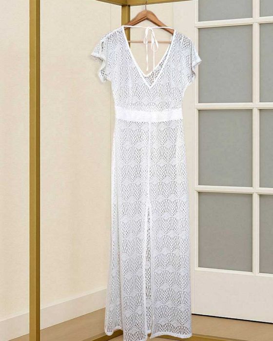 Длинное белое кружевное пляжное платье Bravissimo, р. S/М