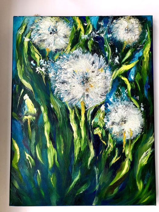 Картина маслом масло  «Одуванчик» «Кульбабка»