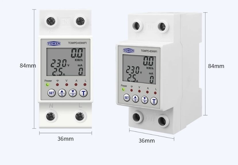 Розумний автомат 63А, ПЗВ, реле напруги з моніторингом Wifi TOMZN Tuya