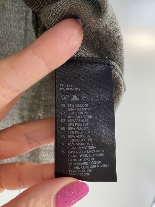 Sweter bluzka oversize H&M khaki szary oliwka
